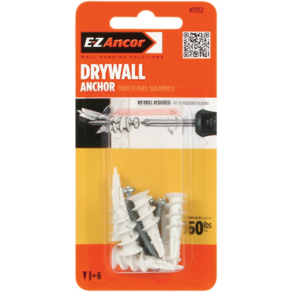 E-Z Ancor Twist-N-Lock #6 x 1-1/4 In. 50 Lbs. Drywall Anchor (6 Ct.) 11353