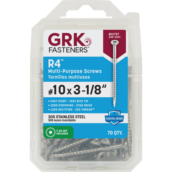 GRK R4 #10 x 3-1/8 In. Star Drive Multi-Purpose Wood Screw (70-Count) 61737