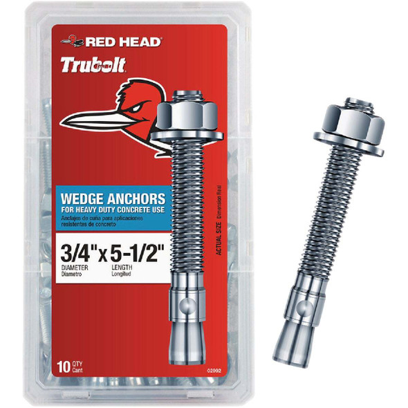 Red Head 3/4 In. x 5-1/2 In. Concrete Wedge Anchor (10-Count) 02992