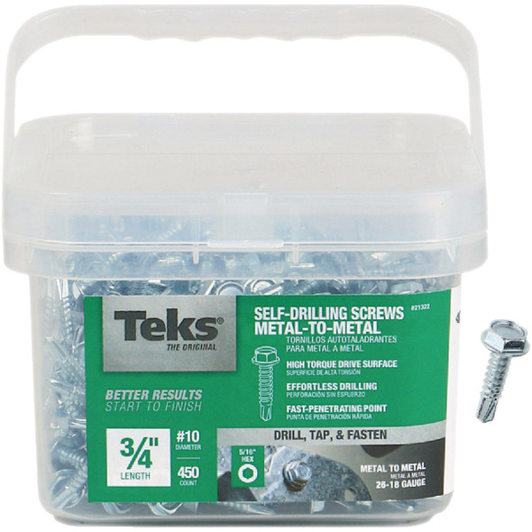 Teks #10 x 3/4 In. Hex Washer Head Drill Point Metal to Metal Screw (450 Ct.)