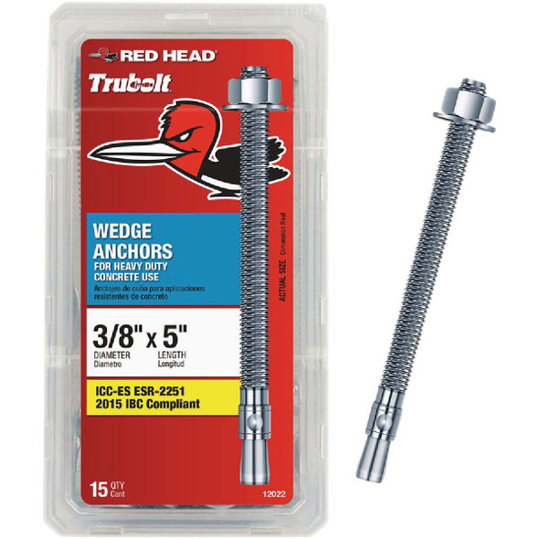 Red Head 3/8 In. x 5 In. Concrete Wedge Anchor (15-Count) 12022