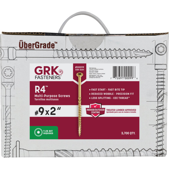 GRK R4 #9 x 2 In. Star Drive Multi-Purpose Wood Screw (3700 Ct.) GRK R4 #9 x 2 In. Star Drive Multi-Purpose Wood Screw (3700 Ct.)