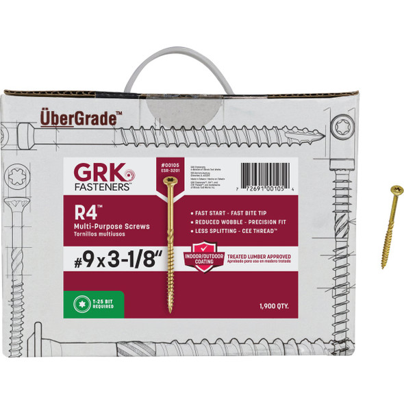 GRK R4 #9 x 3-1/8 In. Star Drive Multi-Purpose Wood Screw (1900 Ct.) 00105