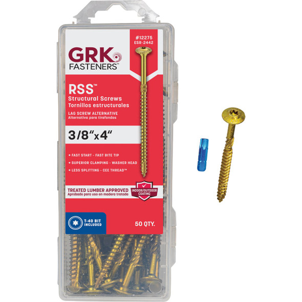 GRK RSS Rugged 3/8 In. x 4 In. Star Drive Washer-Head Structure Screw (50-Count)