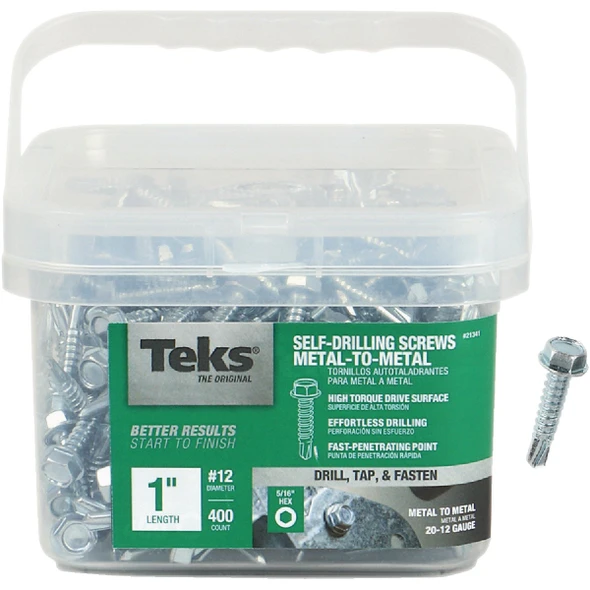 Teks #12 x 1 In. Hex Washer Head Drill Point Metal to Metal Screw (400-Count)
