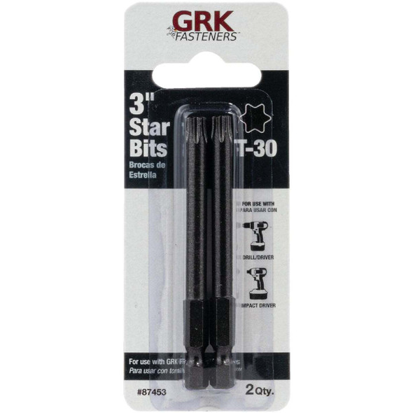 GRK 3 In. T30 Star Drive Impact Screwdriver Bit (2-Count) 87453