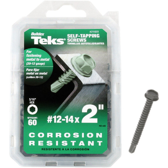 Teks #12 x 2 In. Hex Washer Head Drill Point Metal to Metal Screw (60 Ct.) 21820