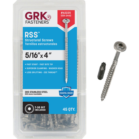 GRK RSS Rugged 5/16 In. x 4 In. Stainless Steel Structure Screw (45 Ct.) 62225