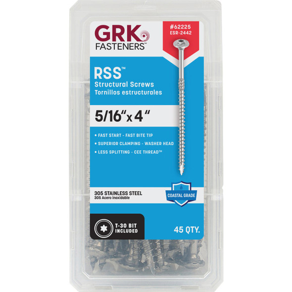 GRK RSS Rugged 5-16 In. x 4 In. Stainless Steel Structure Screw (45-Count) 62225 202760