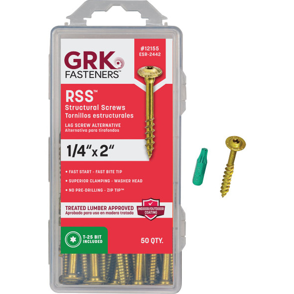 GRK RSS Rugged 1/4 In. x 2 In. Star Drive Washer-Head Structure Screw (50-Count)