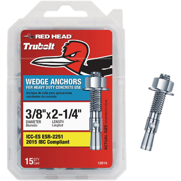Red Head 3/8 In. x 2-1/4 In. Concrete Wedge Anchor (15-Count) 12015