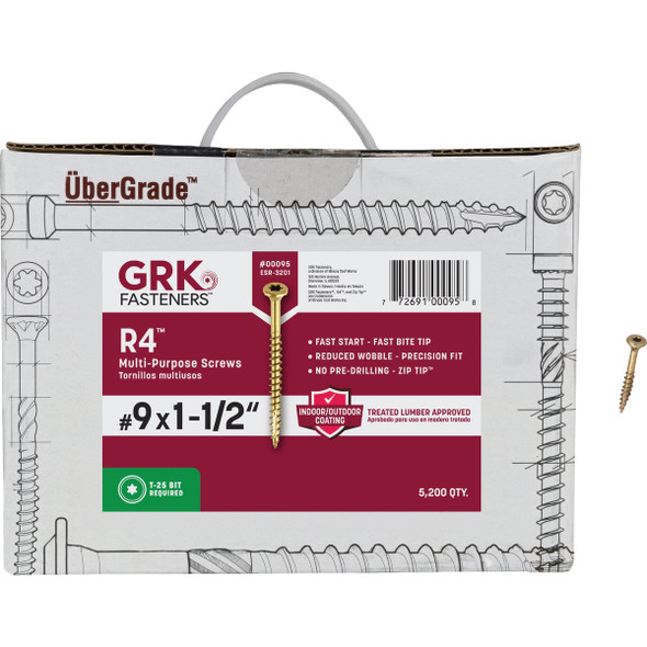 GRK R4 #9 x 1-1/2 In. Star Drive Multi-Purpose Wood Screw (5200-Count) 00095