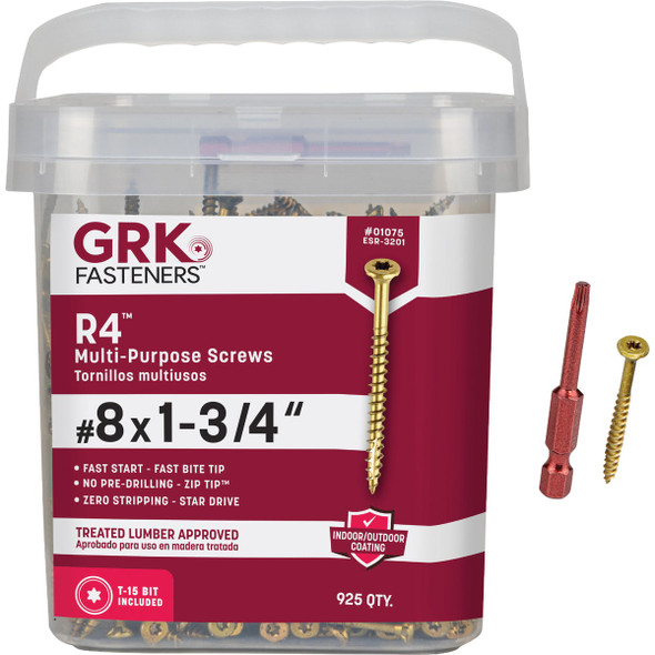 GRK R4 #8 x 1-3/4 In. Star Drive Multi-Purpose Wood Screw (925 Ct.) 01075
