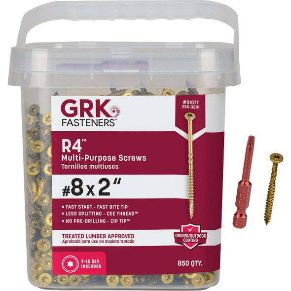 GRK R4 #8 x 2 In. Star Drive Multi-Purpose Wood Screw (850-Count) 01077