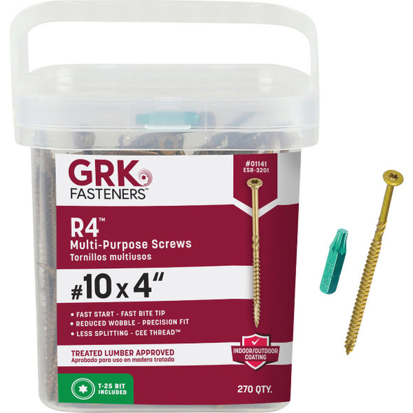 GRK R4 #10 x 4 In. Star Drive Multi-Purpose Wood Screw (270-Count) 01141