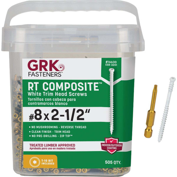 GRK RT #8 x 2-1/2 In. Star Drive White Composite Screw (505 Ct.) 16630