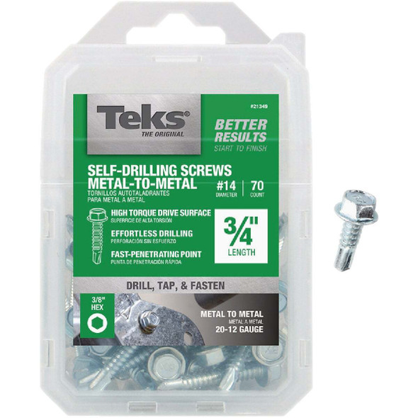 Teks #14 x 3/4 In. Hex Washer Head Drill Point Metal to Metal Screw (70-Count)