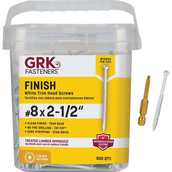 GRK #8 x 2-1/2 In. Star Drive White Steel Trim Screw (505 Ct.) 16830