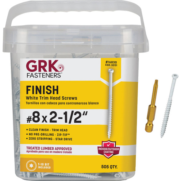 GRK #8 x 2-1/2 In. Star Drive White Steel Trim Screw (505-Count) 16830