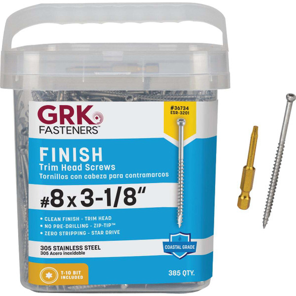 GRK #8 x 3-1/8 In. Star Drive Stainless Steel Trim Screw (385-Count) 36734