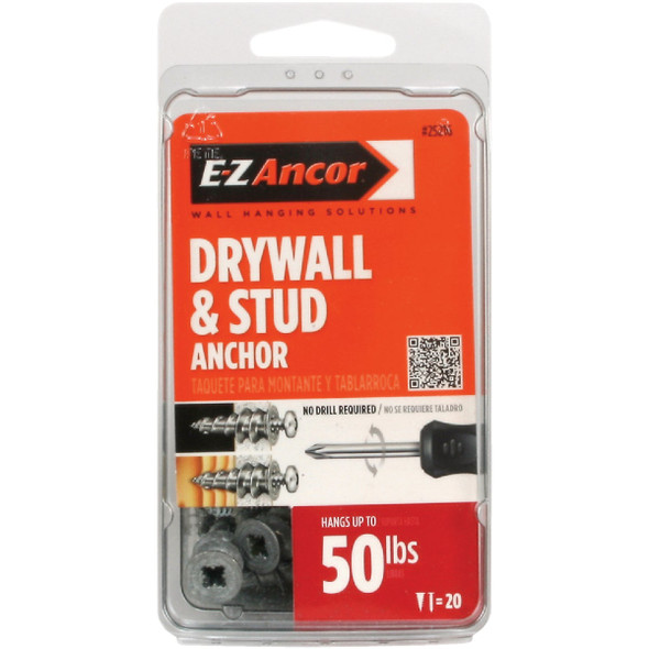 E-Z Ancor Stud Solver #7 x 1-1/4 In. 50 Lbs. Drywall Anchor (20 Ct.) 25216