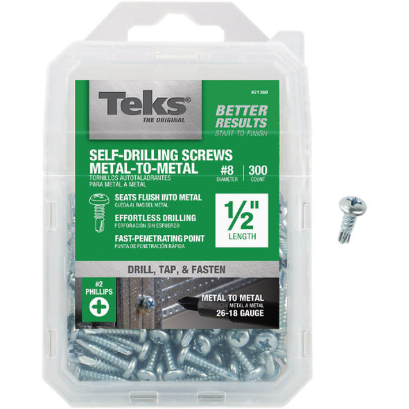 Teks #8 x 1/2 In. Pan Head Drill Point Metal to Metal Screw (300-Count) 21360