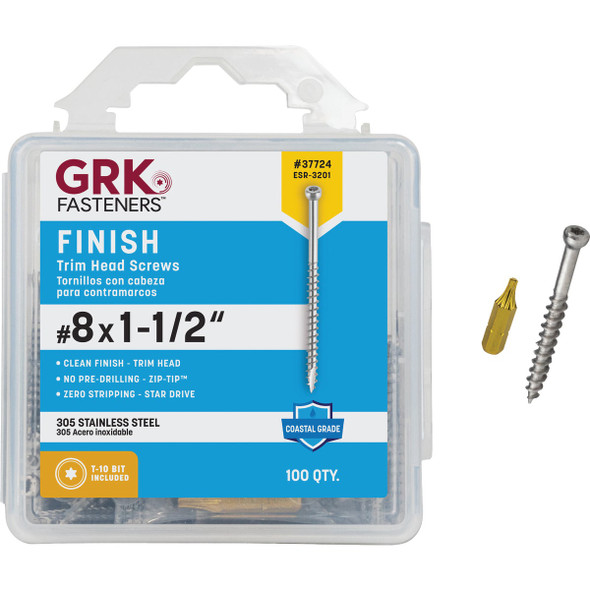 GRK #8 x 1-1/2 In. Star Drive Stainless Steel Trim Screw (100-Count) 37724