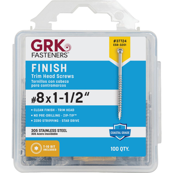 GRK #8 x 1-1-2 In. Star Drive Stainless Steel Trim Screw (100-Count) 37724 226363