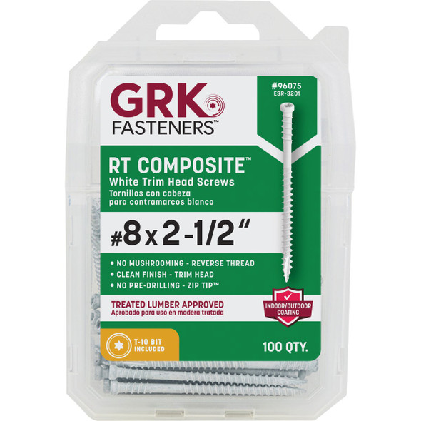 GRK RT #8 x 2-1-2 In. Star Drive White Composite Screw (100-Count) 96075 230363