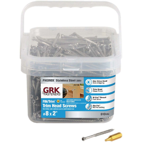 GRK #8 x 2 In. Star Drive Stainless Steel Trim Screw (510-Count) 61728