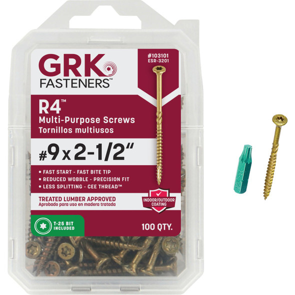 GRK R4 #9 x 2-1/2 In. Star Drive Multi-Purpose Wood Screw (80-Count) 103101