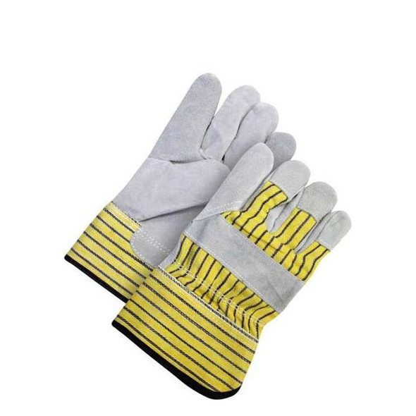 Leather Gloves, Cowhide, Safety Cuff, Wing Thumb, Full Finger, Gray, L, 1 PR