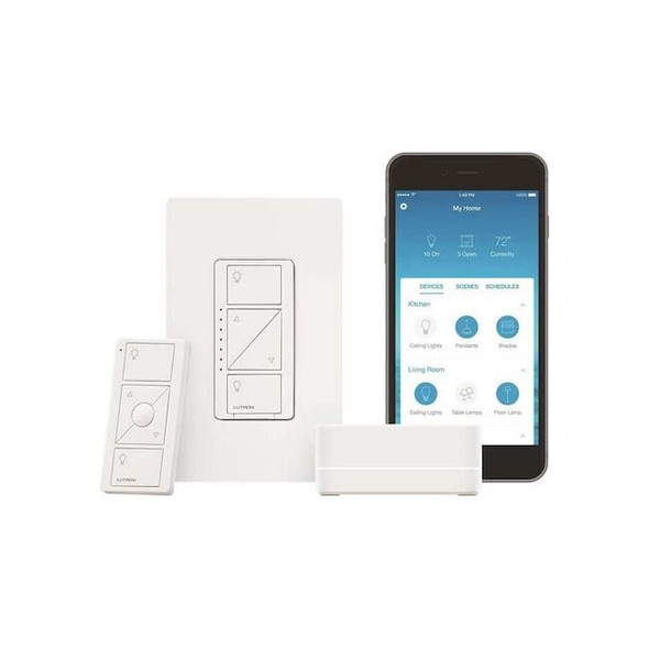 Lutron Smart Dimmer Kit,White P-BDG-PKG1W