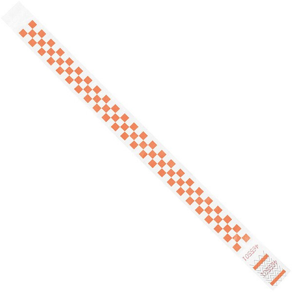 Tyvek Tyvek Wristbands, 3/4" x 10", Orange Checkerboard, PK500 WR103OR
