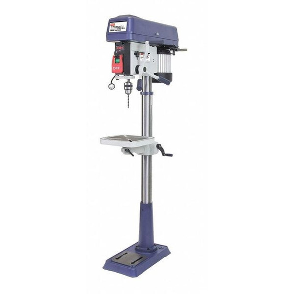 Floor Drill Press, Belt Drive, 1/2 hp, 115/230V AC V, 15 in Swing, 16 Speed