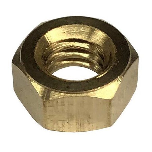 Heavy Hex Nut, 7/8"-9, Brass, Not Graded, Plain, 55/64 in Ht