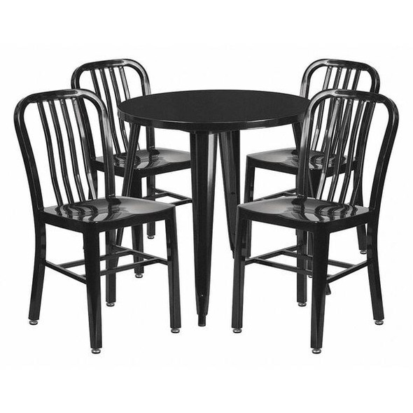 Flash Furniture Black Metal Set,30RD CH-51090TH-4-18VRT-BK-GG Flash Furniture Black Metal Set,30RD CH-51090TH-4-18VRT-BK-GG