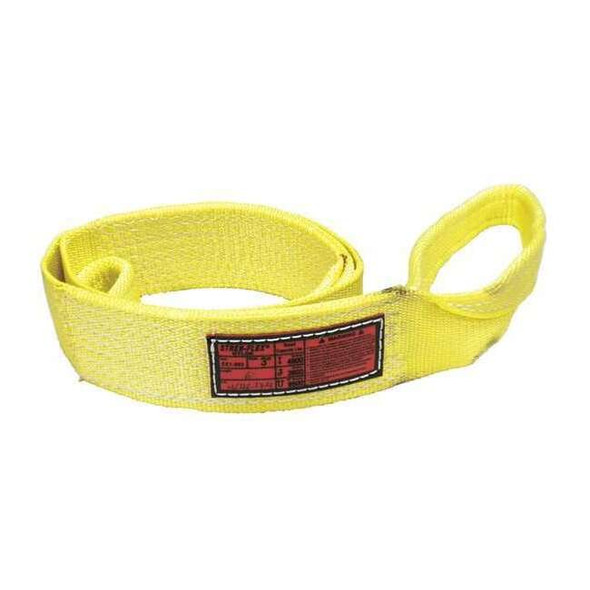 Synthetic Web Sling, Type 3, 3 ft L, 3 in W, Nylon, Yellow