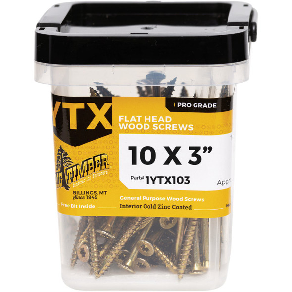 Big Timber #10 x 3 In. Yellow Zinc Star Drive Flat Head Wood Screw (1 Lb.)