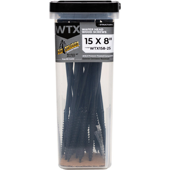Big Timber #15 x 8 In. Wafer Head Black Wood Screw (25 Ct.) WTX158-25