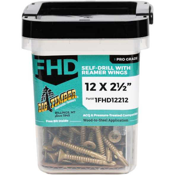 Big Timber #12 x 2-1/2 In. Flat Head Self-Drilling Wood to Metal Screw (1 Lb.)