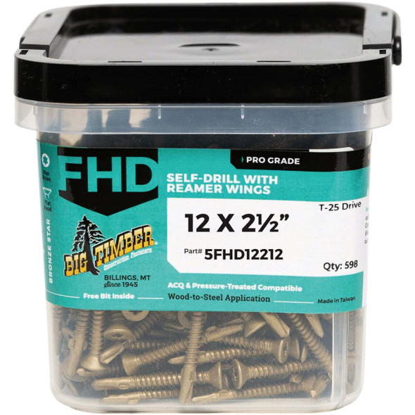 Big Timber #12 x 2-1/2 In. Flat Head Self-Drilling Wood to Metal Screw (5 Lb.)