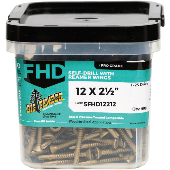 Big Timber #12 x 2-1/2 In. Flat Head Self-Drilling Wood to Metal Screw (5 Lb.)