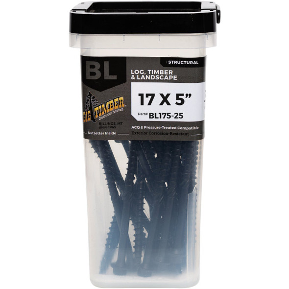 Big Timber #17 x 5 In. Hex Head Black Structure Screw (25-Count) BL175-25