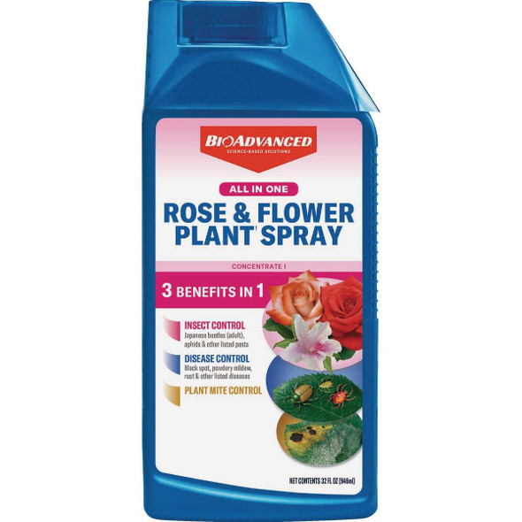 BioAdvanced All-In-1 32 Oz. Concentrate Rose & Flower Plant Spray 820061B