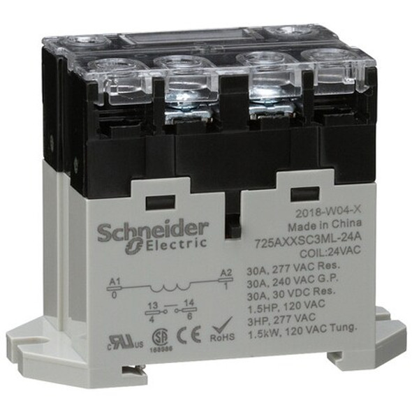 DIN Rail & Top Flange, Enclosed Power Relay, 30 A, 4, Screw