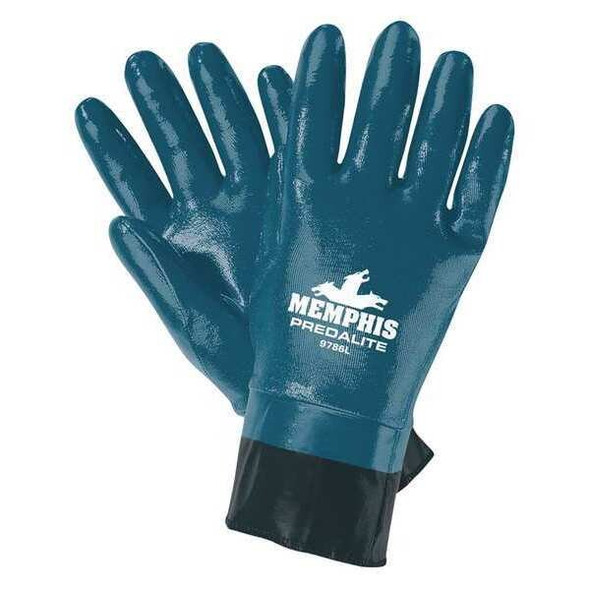 Chemical Resistant Gloves, Nitrile, 11 in L, 18.00 mil, Blue, XL, 12 PK