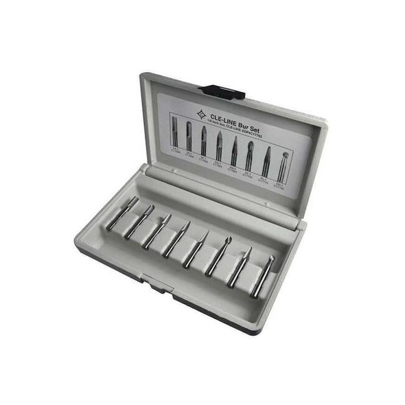 8PC 1/4X1/8 Hardened Steel Shank Standard Cut Carbide Cle-Line 1855 Bur Set