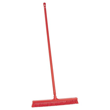Remco 24 in Sweep Face Push Broom, Soft/Stiff Combination, Red 31944/29624