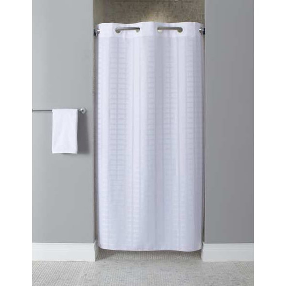 Hookless Shower Curtain, Plastic, White, 42 in W, 74 in L HBH43LIT01SXAM